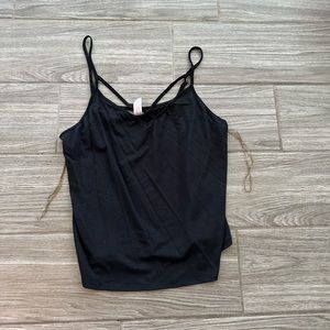 🔥3 for $5 Black Tank Top Cross Strap Accent Shirt